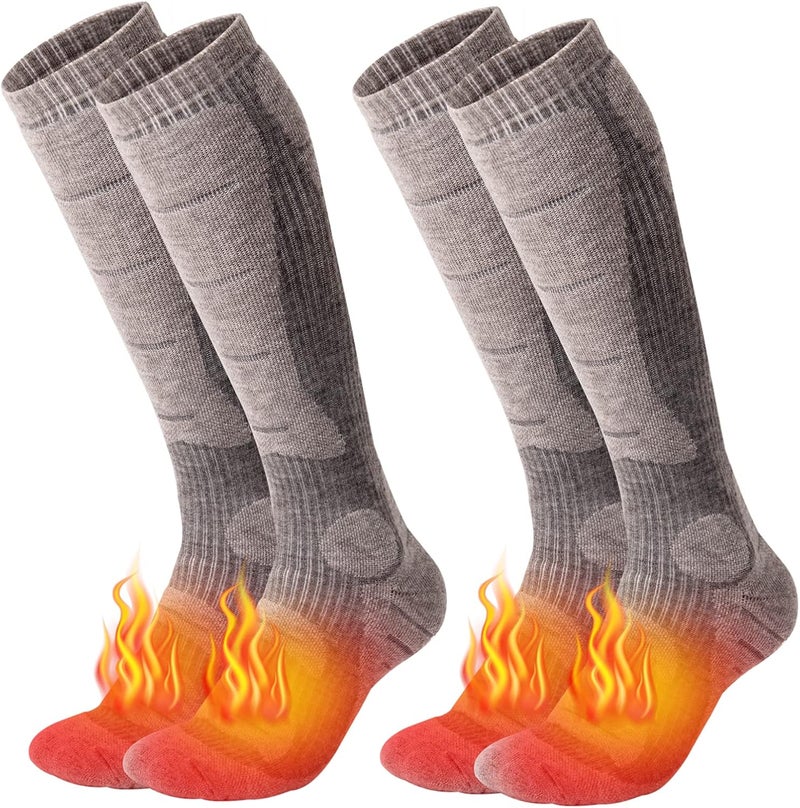 NOVAYARD Merino Wool Ski Socks Thermal Knee High Winter Snowboarding Socks for Men & Women 2 Pairs - Image 1